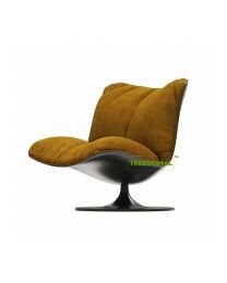 360° Rotation Fiberglass Nordic Furniture Modern Black With Yellow Cashmere Cushion Armless Accent Chair For Medical Reception Room Leisure Lounge Chair