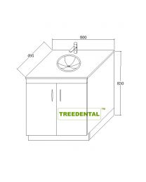 Double Door Medical Dental Corner cabinet,Stainless Steel,with Ashbin，Sink & Automatic Induction Water-Tap,780*495*830mm