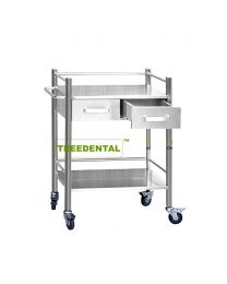 New Mobile 2-Small-Drawers Stainless Steel Medical Dental cabinet Cart,508*450*830mm