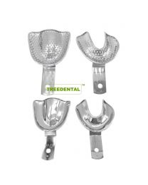CE Approved Uncoated Dental Stainless Steel Impression Tray For No Teeth,Stainless Steel Perforated Or Non-porous Toothless Impression Tray With Holes/Nonporous