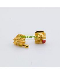 Gold Plated Brackets, Mini Roth /MBT Brackets, Dental Orthodontic brackets, FDA/CE approved, Slot Size 0.022, 345 with hook
