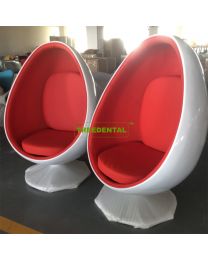 Swivel Egg Chair Leisure Cashmere/Flocking Fiberglass Speaker Chairs Lounge Chaise Oval Shell Design Sofa with Stereo Sound Bluetooth Speaker