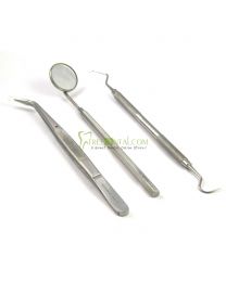 Basic Examination Dental Kit Set of 3, Hygiene Kit With mouth mirror/tweezers/probe