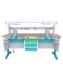 CE Approved, Dental Workstation Double Two Persons Dental Lab Equipments, Built-in Dust Collector, 1.8 M Length