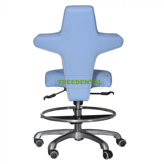 Global-Dental Dentist Mobile Chair with Foot Base Adjustable Office Chair with Armrest Green PU