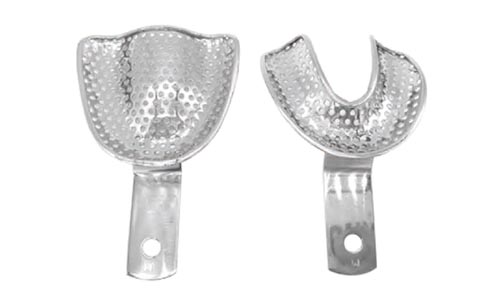 CE Approved Uncoated Dental Stainless Steel Impression Tray For No Teeth,Stainless Steel Perforated Or Non-porous Toothless Impression Tray With Holes/Nonporous