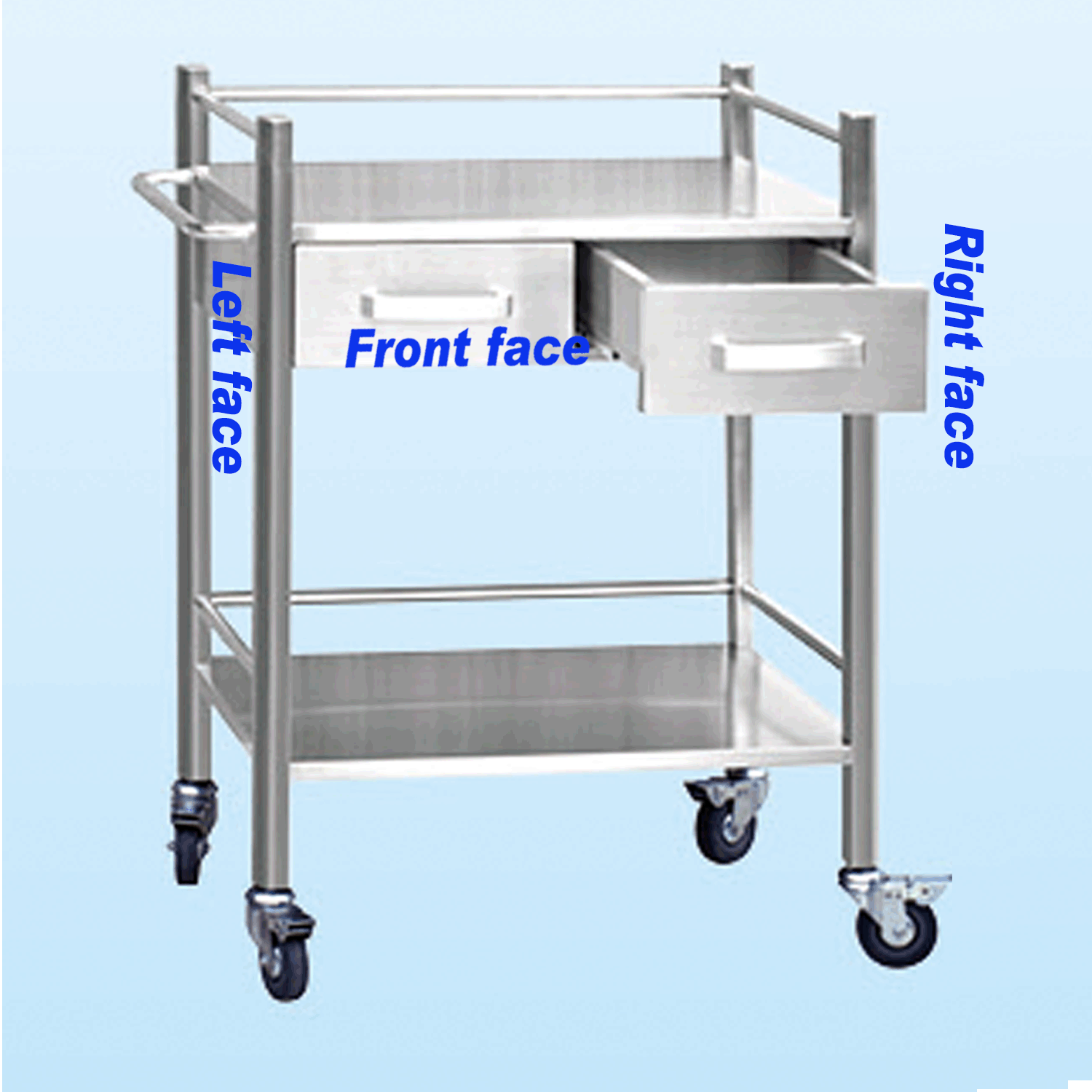 JSMY Lab Serving Cart,Stainless Steel Rolling Cart,Catering Medical Dental Lab Equipment,330 lbs Loading Capacity